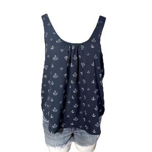 ARDEN SLEEVELESS TOP WITH SAILING PRINT BACK BOW SIZE MEDIUM